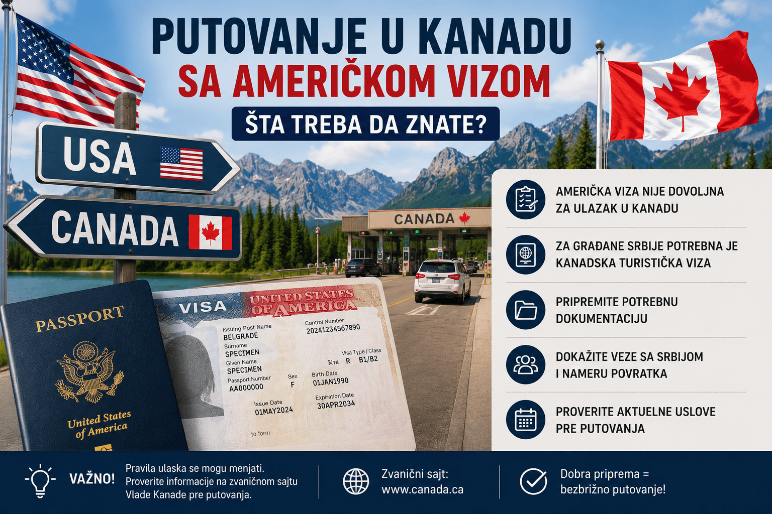 Putovanje u Kanadu sa američkom vizom – uslovi za ulazak u Kanadu za građane Srbije sa važećom američkom vizom.