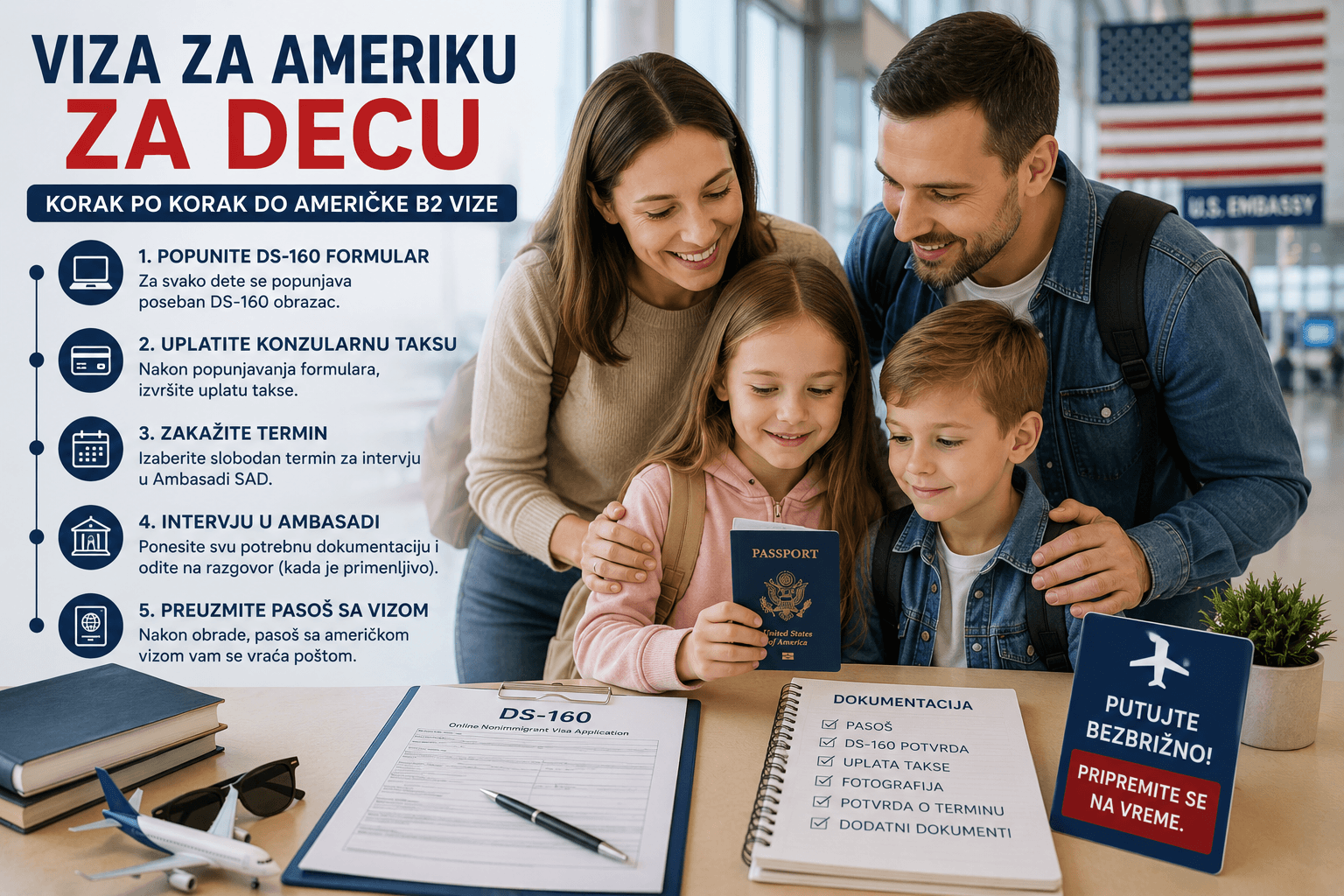 Postupak za vizu za Ameriku za decu – popunjavanje DS-160 formulara, dokumentacija i američka B2 viza za turističko putovanje